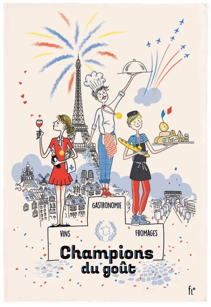 Dish towels - Tea towel Les Champions of Taste Écru 48 X 72 - MAISON VIVARAISE - SDE VIVARAISE WINKLER