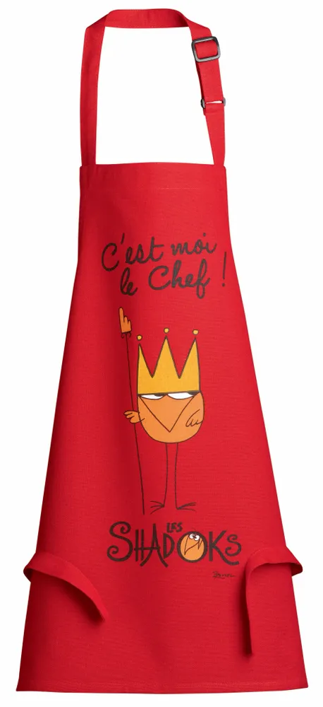 Aprons - Shadok Roi Chef children's cooking apron Rouge 52 X 63 - MAISON VIVARAISE - SDE VIVARAISE WINKLER