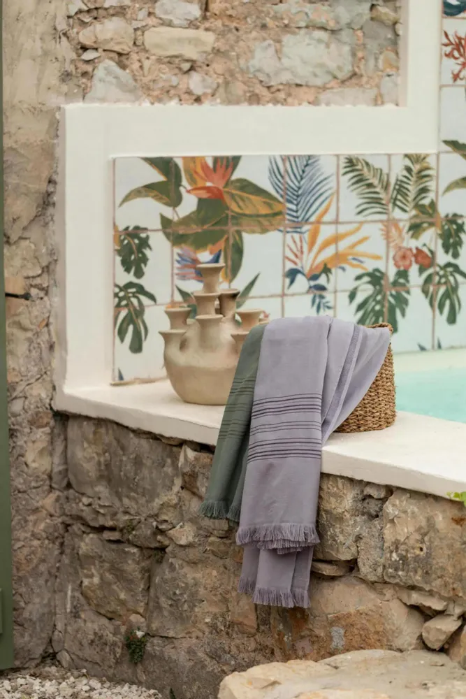 Linge de lit - Drap hammam Cancun Brume 90 x 180 - MAISON VIVARAISE - SDE VIVARAISE WINKLER