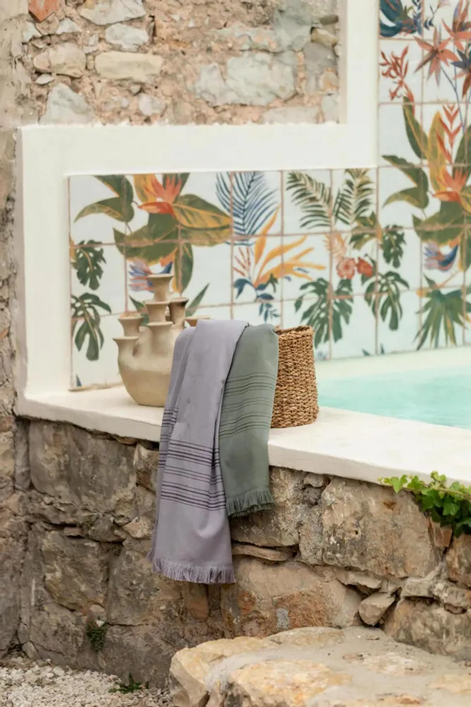 Bed linens - Hammam Towel Cancun Thym 90 X 180 - MAISON VIVARAISE - SDE VIVARAISE WINKLER