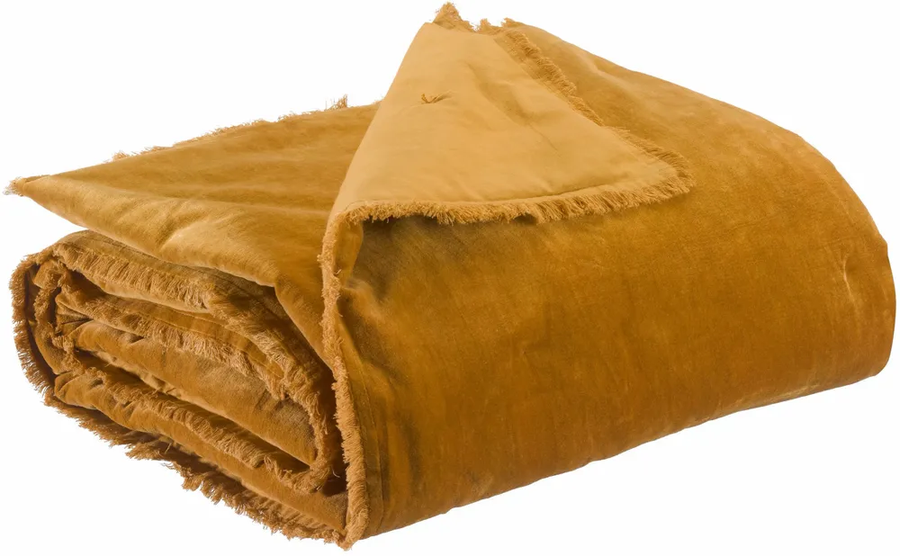 Throw blankets - Plain Fara Throw Safran 135 X 200 - MAISON VIVARAISE - SDE VIVARAISE WINKLER
