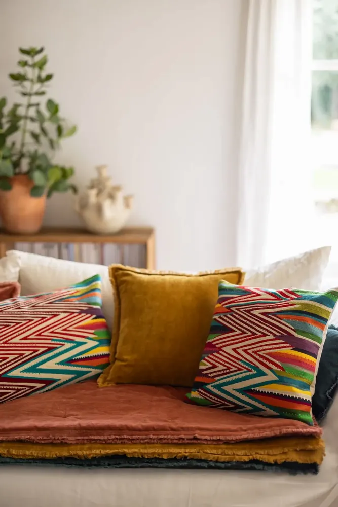 Bed linens - Fara Plain Comforter Safran 85 X 200 - MAISON VIVARAISE - SDE VIVARAISE WINKLER