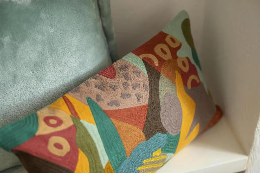 Cushions - Embroidered Cushion Izel Minéral 30 X 50 - MAISON VIVARAISE - SDE VIVARAISE WINKLER