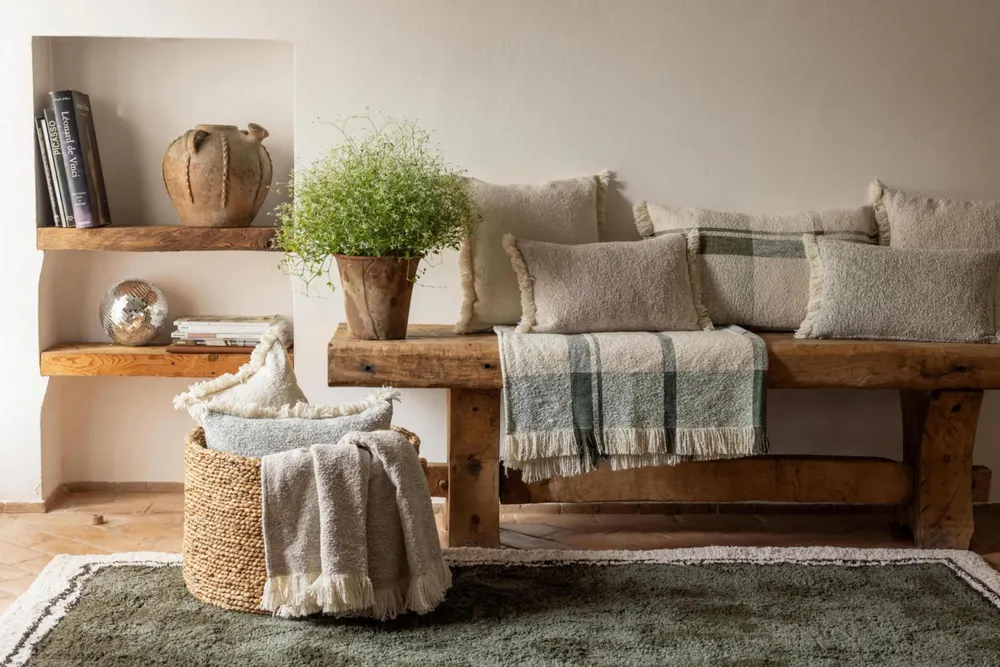 Cushions - Jane Tweed Cushion Olive 45 X 45 - MAISON VIVARAISE - SDE VIVARAISE WINKLER