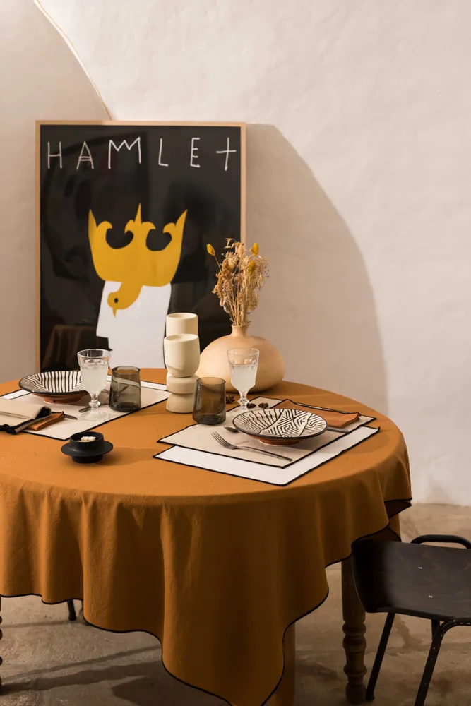 Nappes - Nappe recyclée Grace Caramel 140 x 140 - MAISON VIVARAISE - SDE VIVARAISE WINKLER