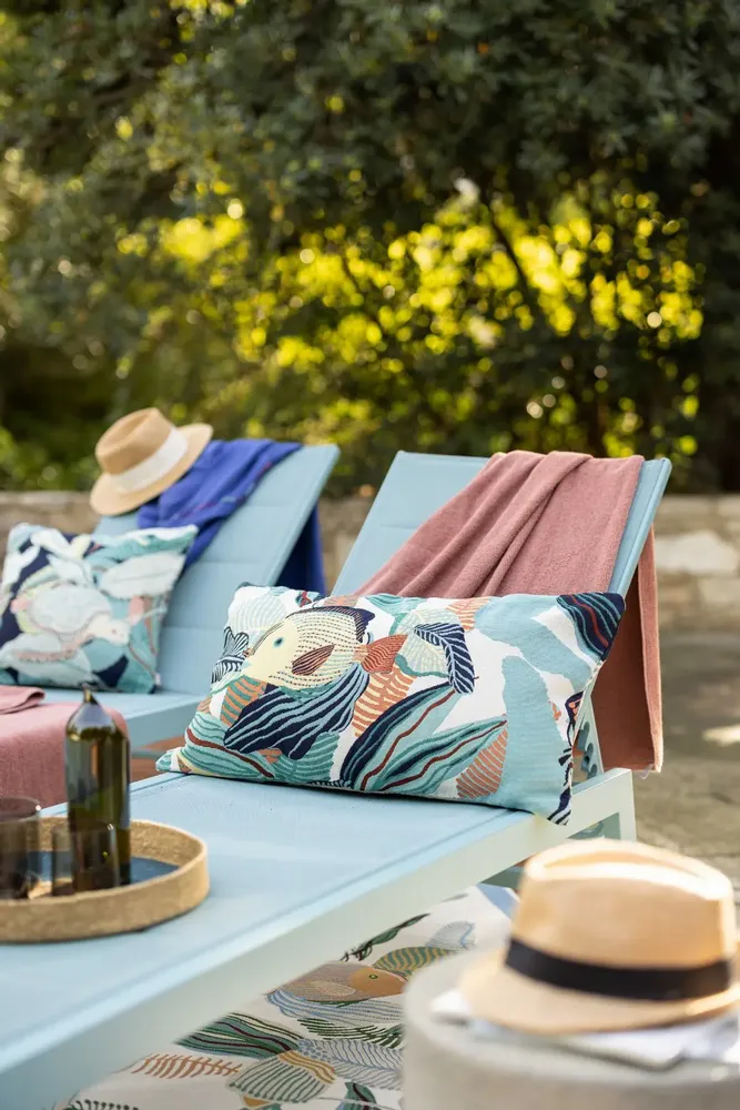 Coussins - Coussin Dori outdoor Lagon 40 x 65 - MAISON VIVARAISE - SDE VIVARAISE WINKLER