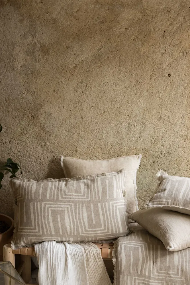 Cushions - Tina Printed Cushion Naturel 40 X 65 - MAISON VIVARAISE - SDE VIVARAISE WINKLER