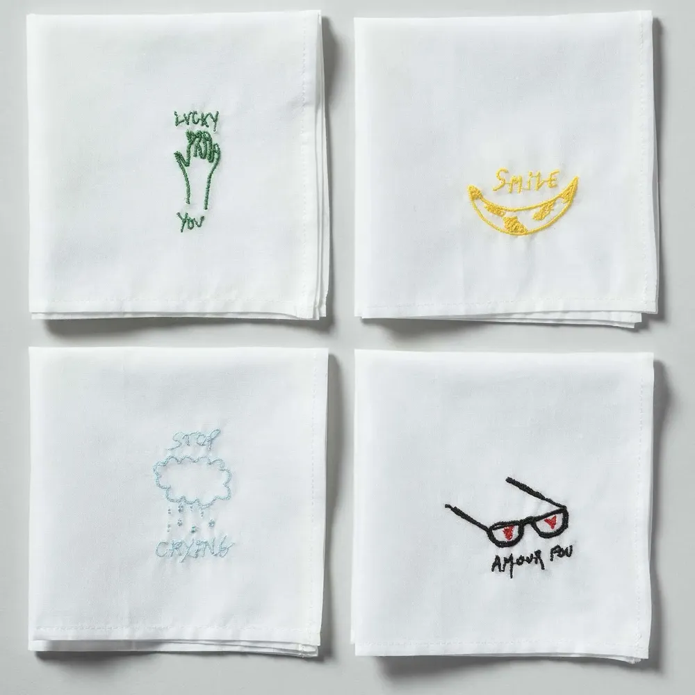 Pochettes - Mouchoir Hankie Smile Blanc 25 x 25 - LA CERISE SUR LE GATEAU