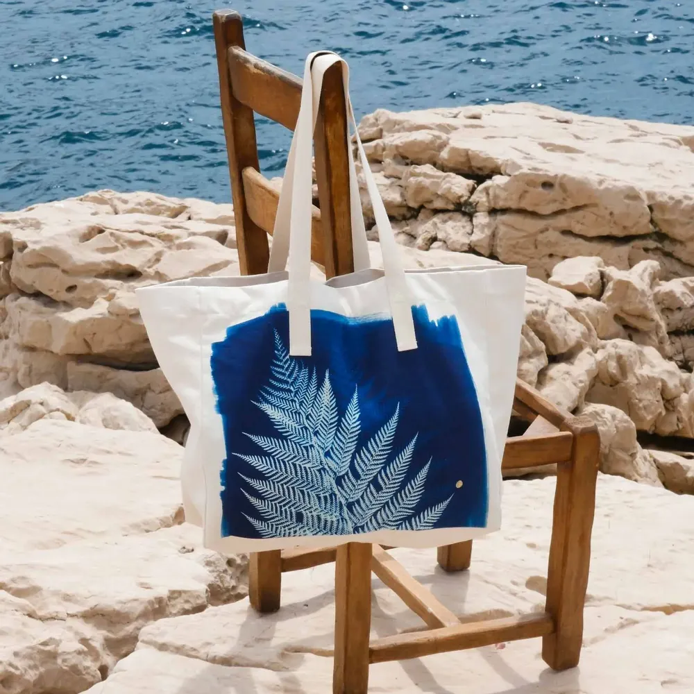 Bags and totes - Fougère Tote Bag Bleu 38 X 46 X 18 - LA CERISE SUR LE GATEAU
