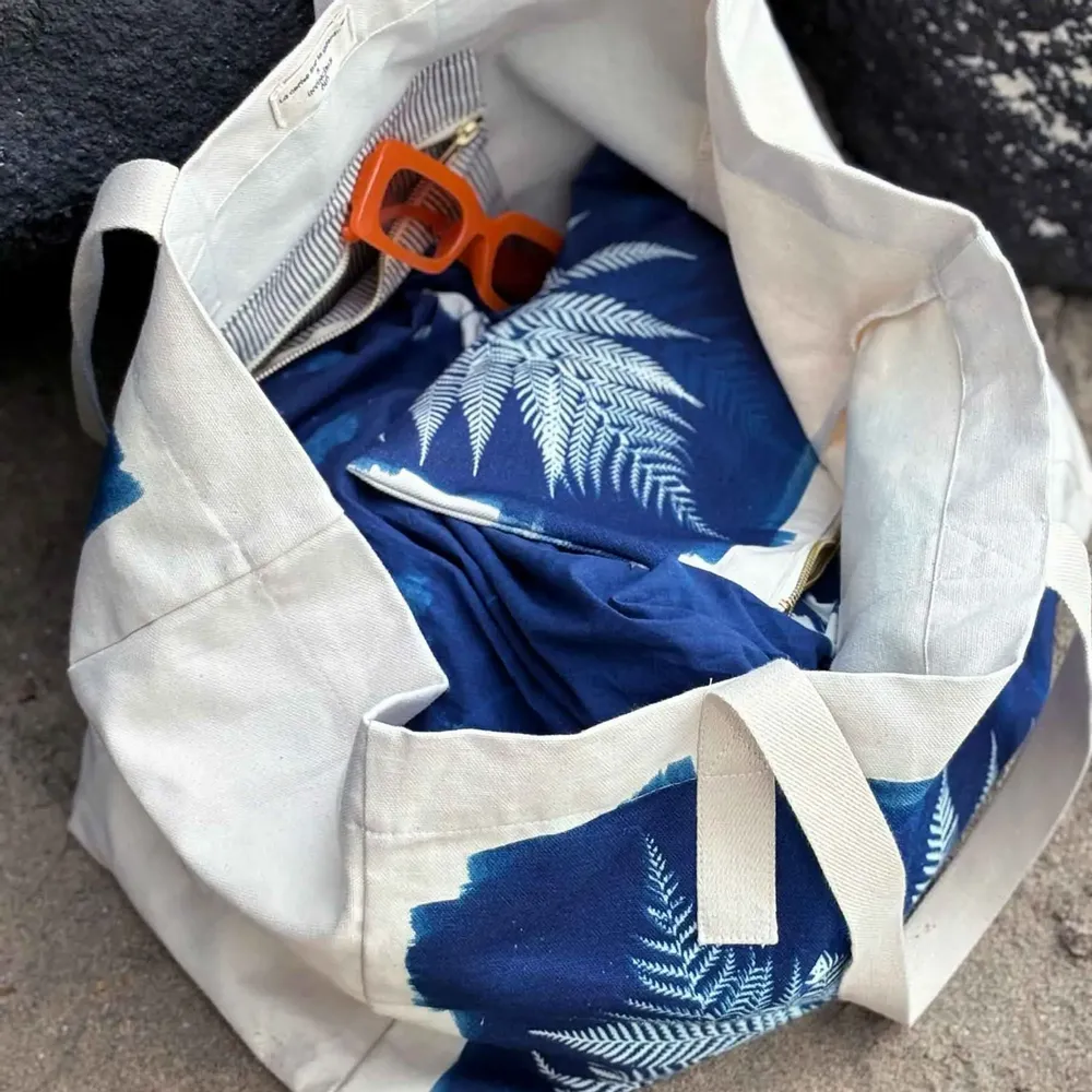 Bags and totes - Fougère Tote Bag Bleu 38 X 46 X 18 - LA CERISE SUR LE GATEAU