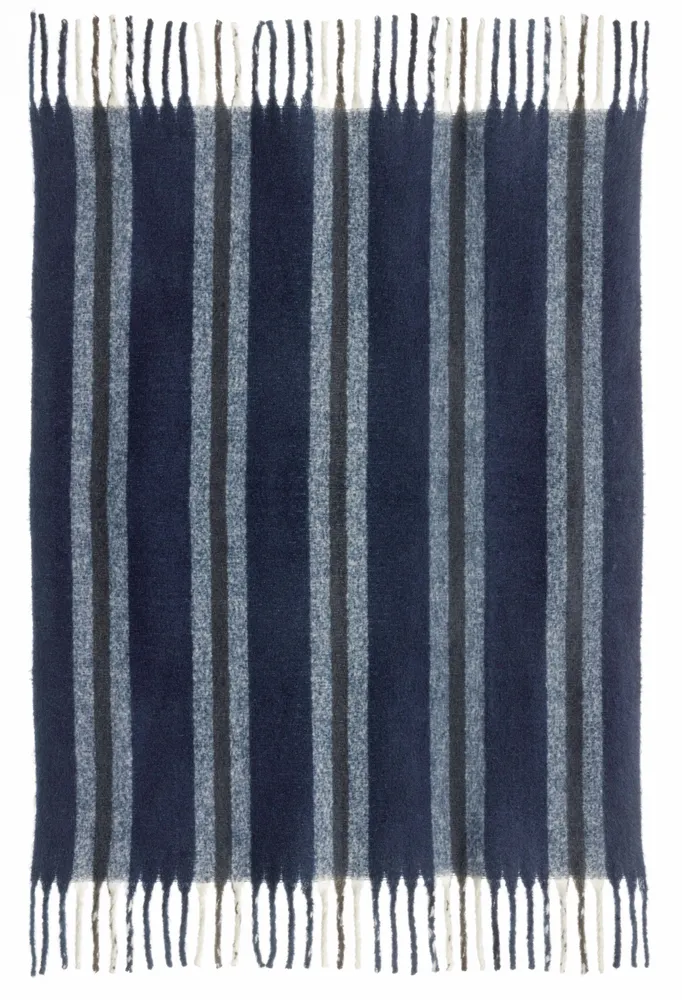 Plaids - Plaid recyclé Isabel rayé Marine 130 x 160 - MAISON VIVARAISE - SDE VIVARAISE WINKLER