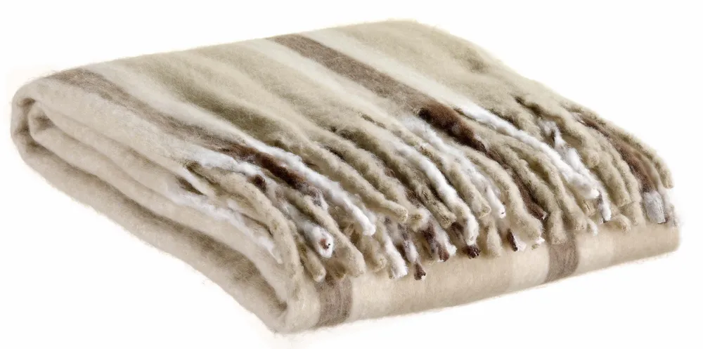 Plaids - Plaid recyclé Isabel rayé Nuage 130 x 160 - MAISON VIVARAISE - SDE VIVARAISE WINKLER