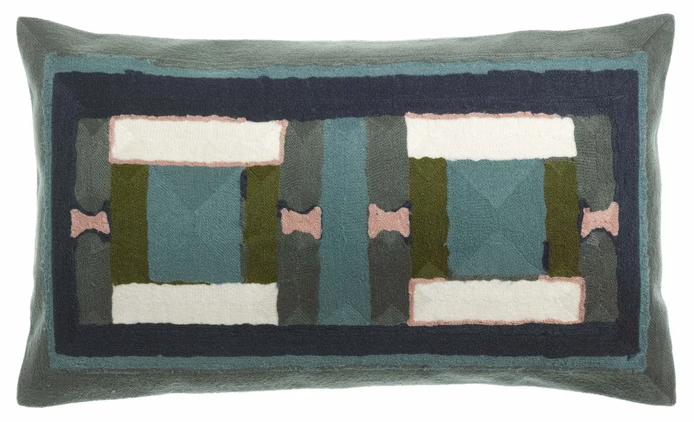 Coussins - Coussin brodé Taho Vert de gris 30 x 50 - MAISON VIVARAISE - SDE VIVARAISE WINKLER