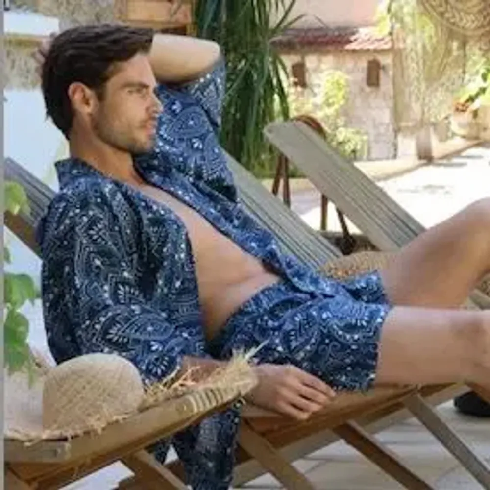 Homewear - VESTE KIMONO & SHORT STANLEY EN VOILE DE COTON - MONSIEUR CHARLI