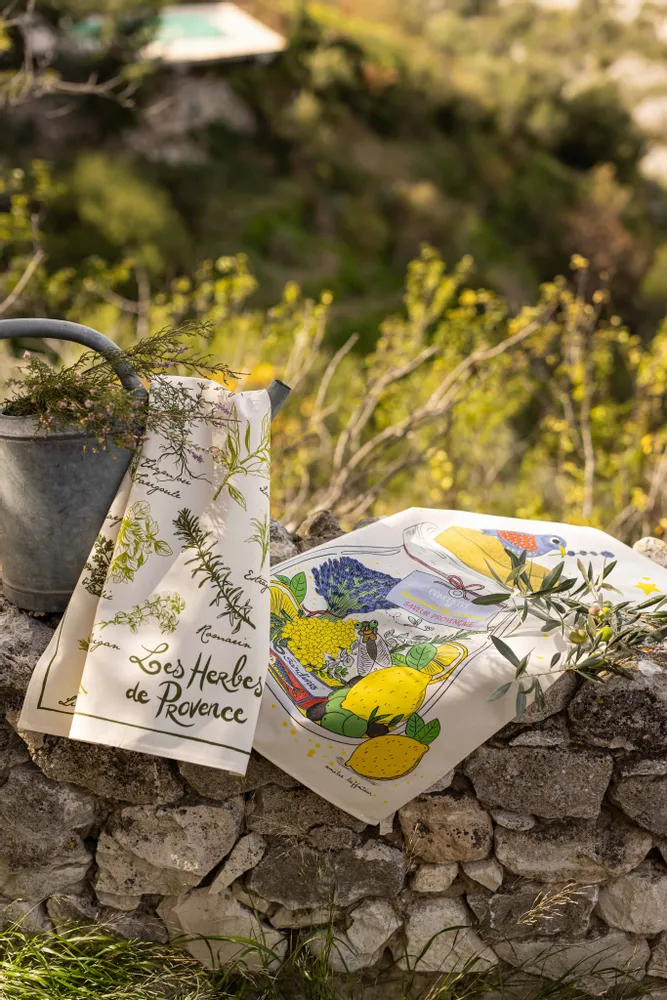 Torchons - Torchon Imprimé Les herbes de provence Ecru 48 x 72 - MAISON VIVARAISE - SDE VIVARAISE WINKLER