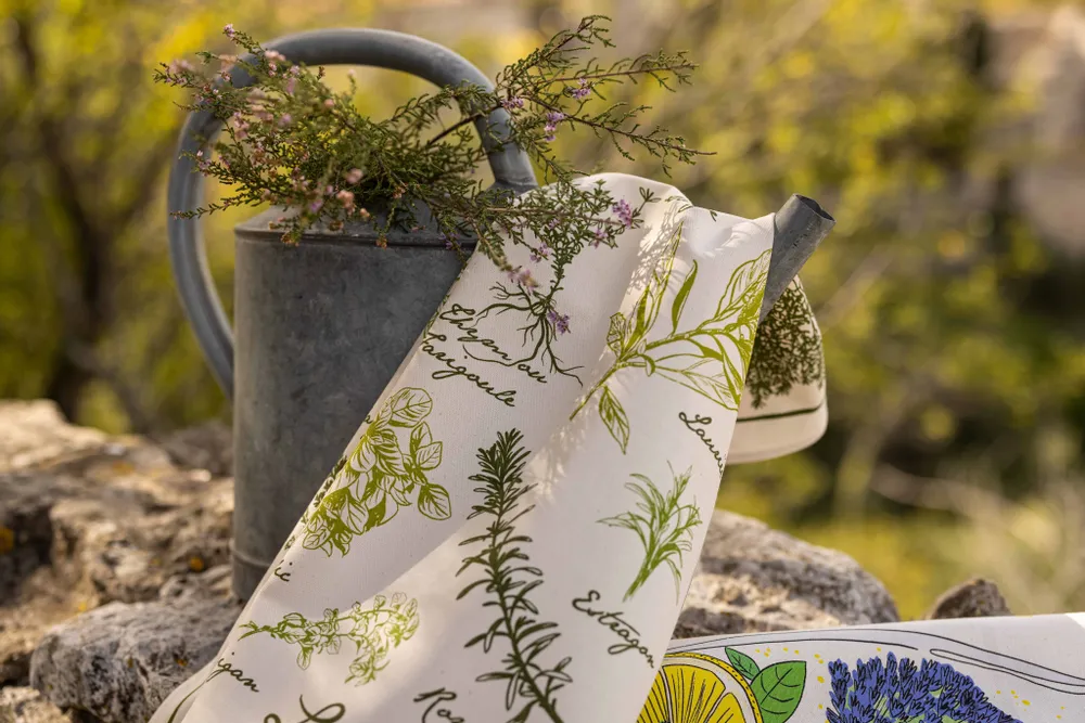 Torchons - Torchon Imprimé Les herbes de provence Ecru 48 x 72 - MAISON VIVARAISE - SDE VIVARAISE WINKLER