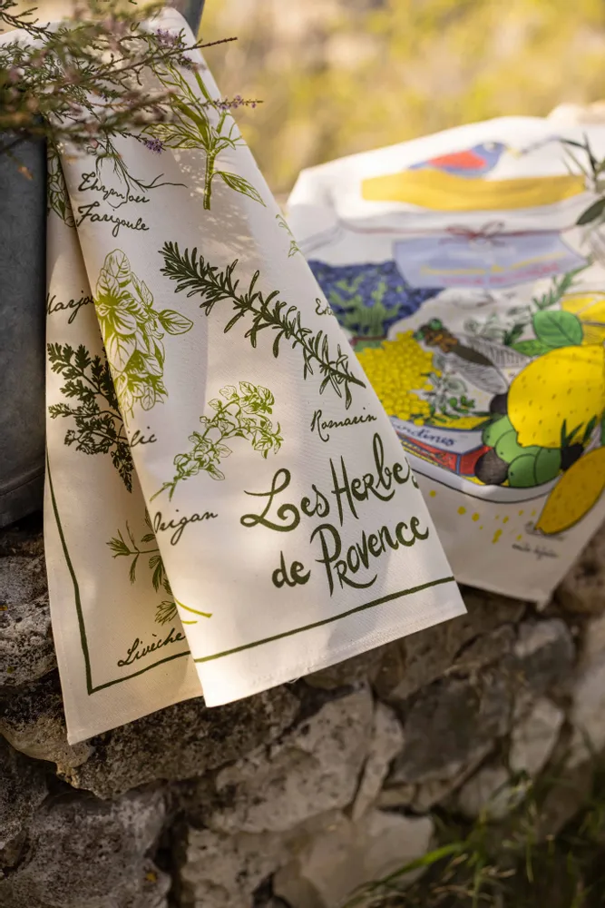 Torchons - Torchon Imprimé Les herbes de provence Ecru 48 x 72 - MAISON VIVARAISE - SDE VIVARAISE WINKLER