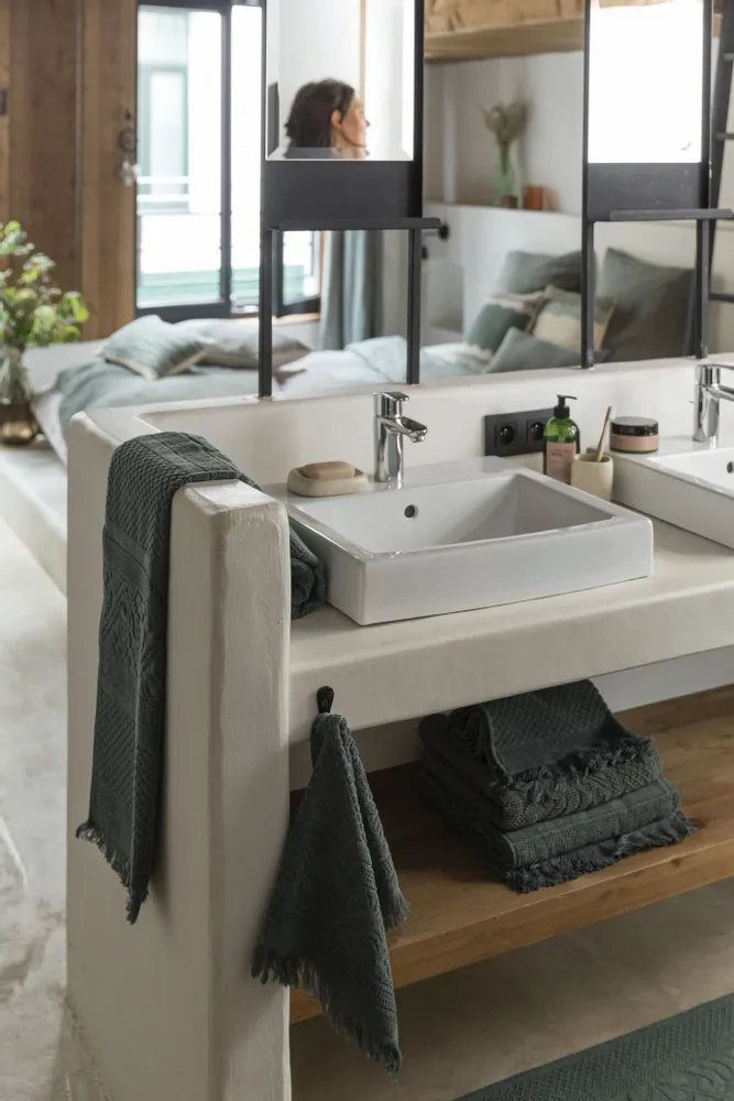 Serviettes de bain - Drap de douche uni Zoe Thym 70 x 140 - MAISON VIVARAISE - SDE VIVARAISE WINKLER