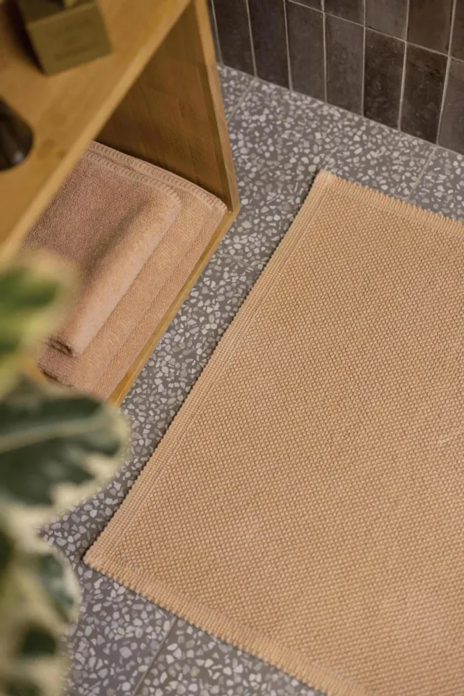 Autres linges de bain - Tapis de bain uni Etia Latte 54 x 64 - MAISON VIVARAISE - SDE VIVARAISE WINKLER