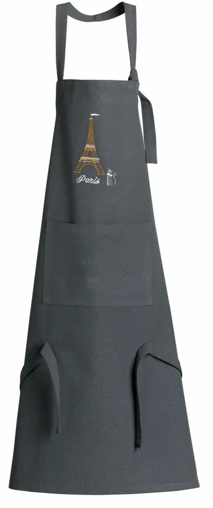 Aprons - Recycled Apron Eiffel Tower Embroidered Ombre 85 X 72 - MAISON VIVARAISE - SDE VIVARAISE WINKLER