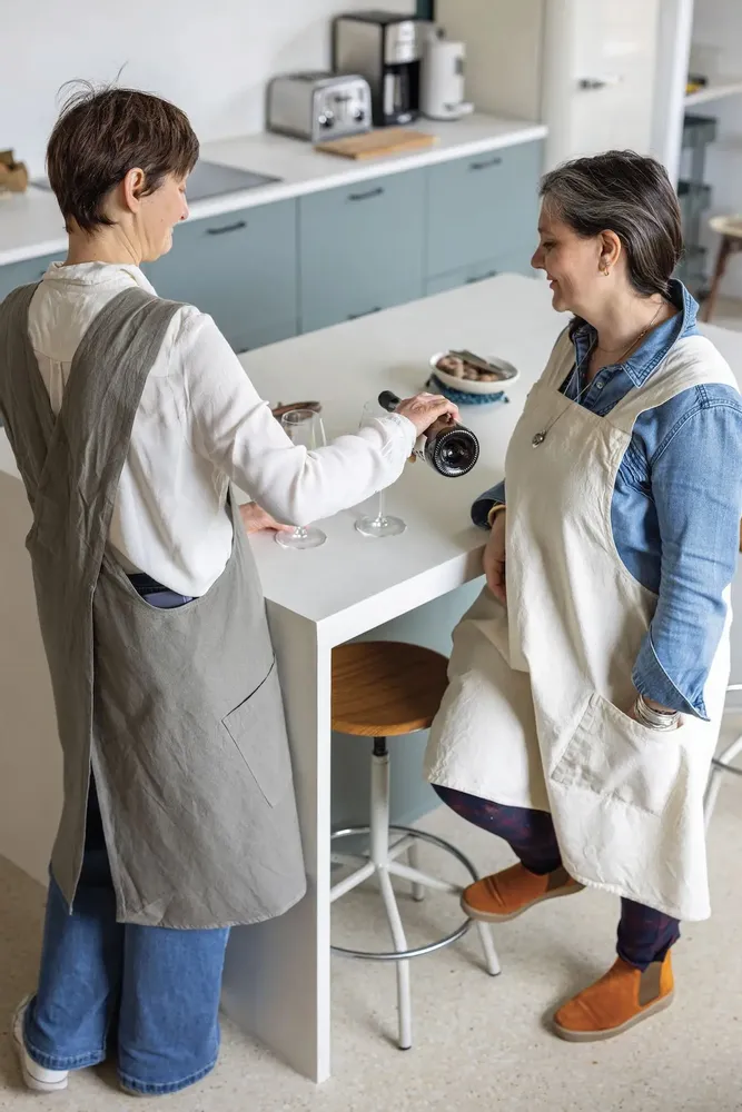 Tabliers de cuisine - Tablier de cuisine japonais recyclé Haru Ficelle 78 x 100 - MAISON VIVARAISE - SDE VIVARAISE WINKLER