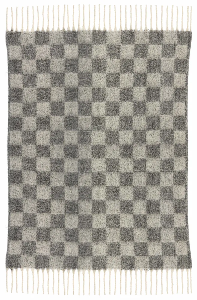 Plaids - Plaid recyclé Isabel damier Ardoise 130 x 160 - MAISON VIVARAISE - SDE VIVARAISE WINKLER