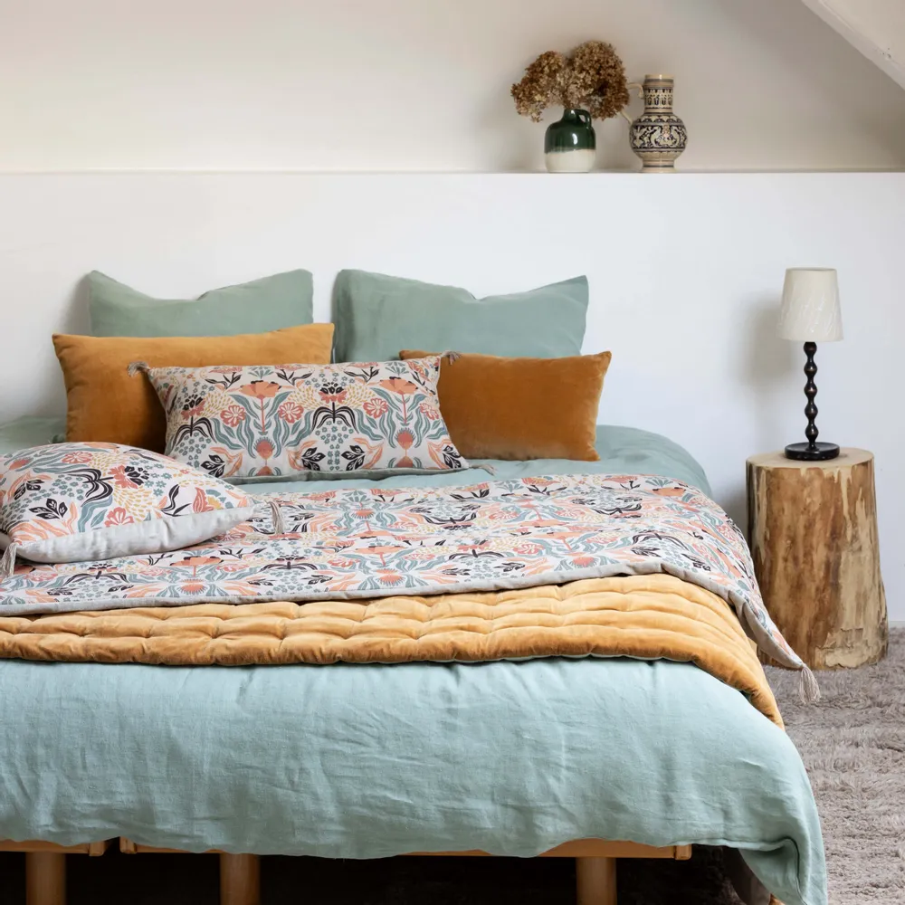 Linge de lit - Housse de couette Kala Sauge 260 x 240 - MAISON VIVARAISE - SDE VIVARAISE WINKLER