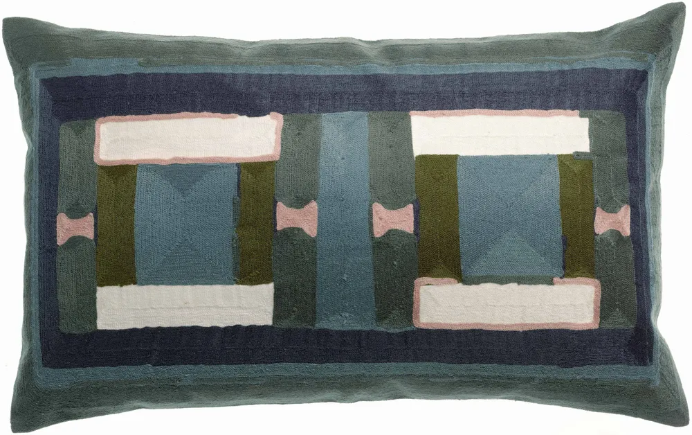 Cushions - Embroidered Cushion Taho Vert de gris 40 X 65 - MAISON VIVARAISE - SDE VIVARAISE WINKLER