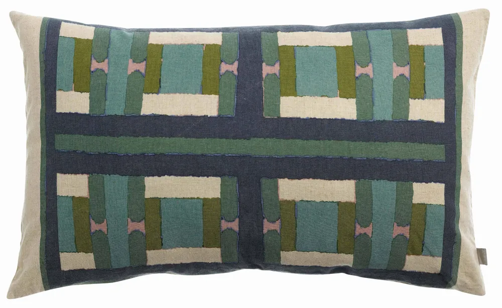 Cushions - Taho Printed Cushion Vert de gris 40 X 65 - MAISON VIVARAISE - SDE VIVARAISE WINKLER