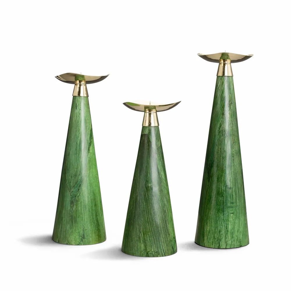 Candlesticks and candle holders - Emerald Maize Candleholder Trio - LADORADA