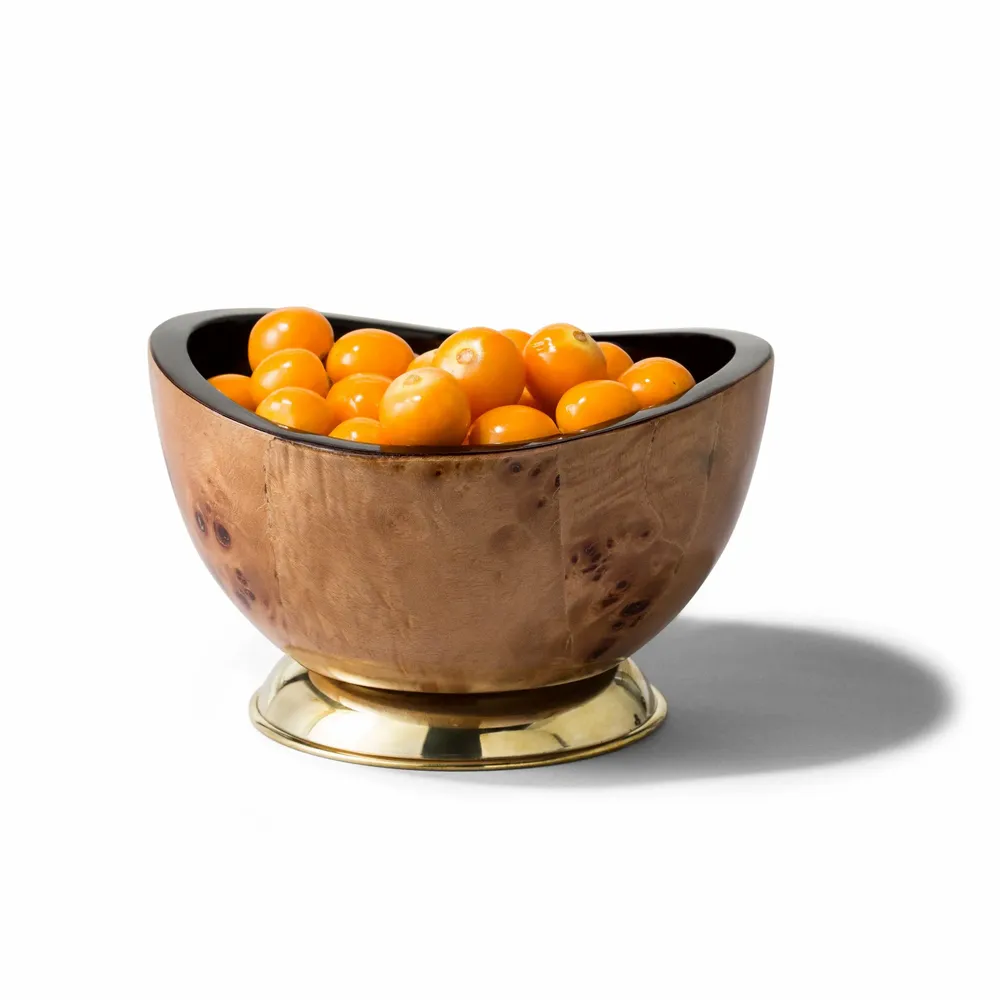 Christmas garlands and baubles - Burl Veneer Accent Bowl (Brass Base) - LADORADA