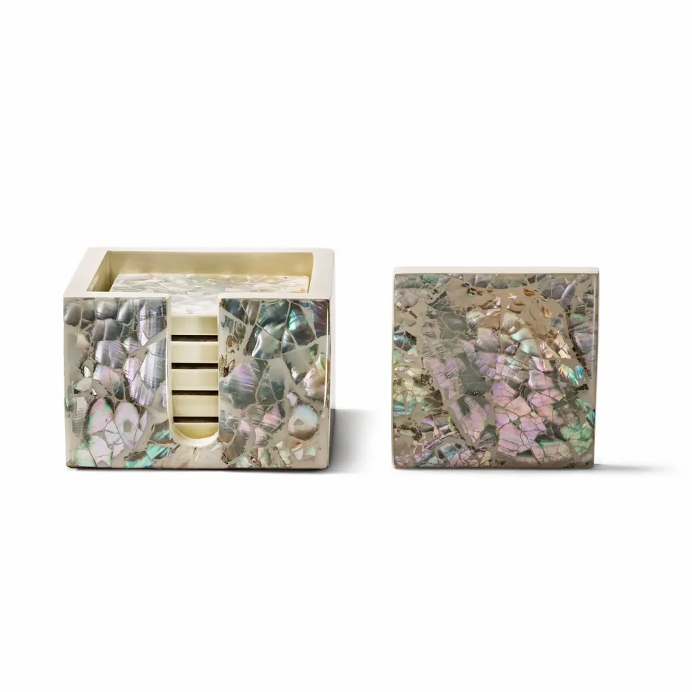 Glass - Mother of Pearl - Natural Coaster Set - LADORADA