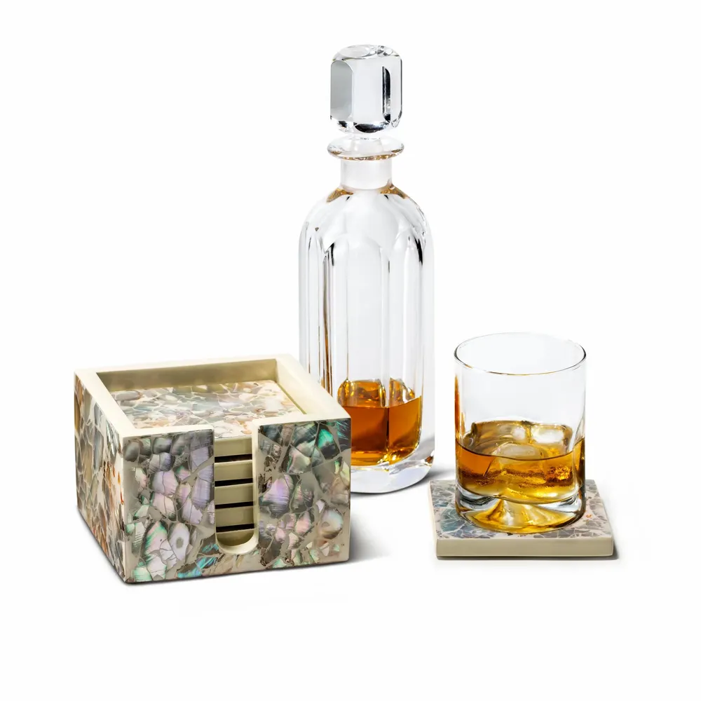 Glass - Mother of Pearl - Natural Coaster Set - LADORADA