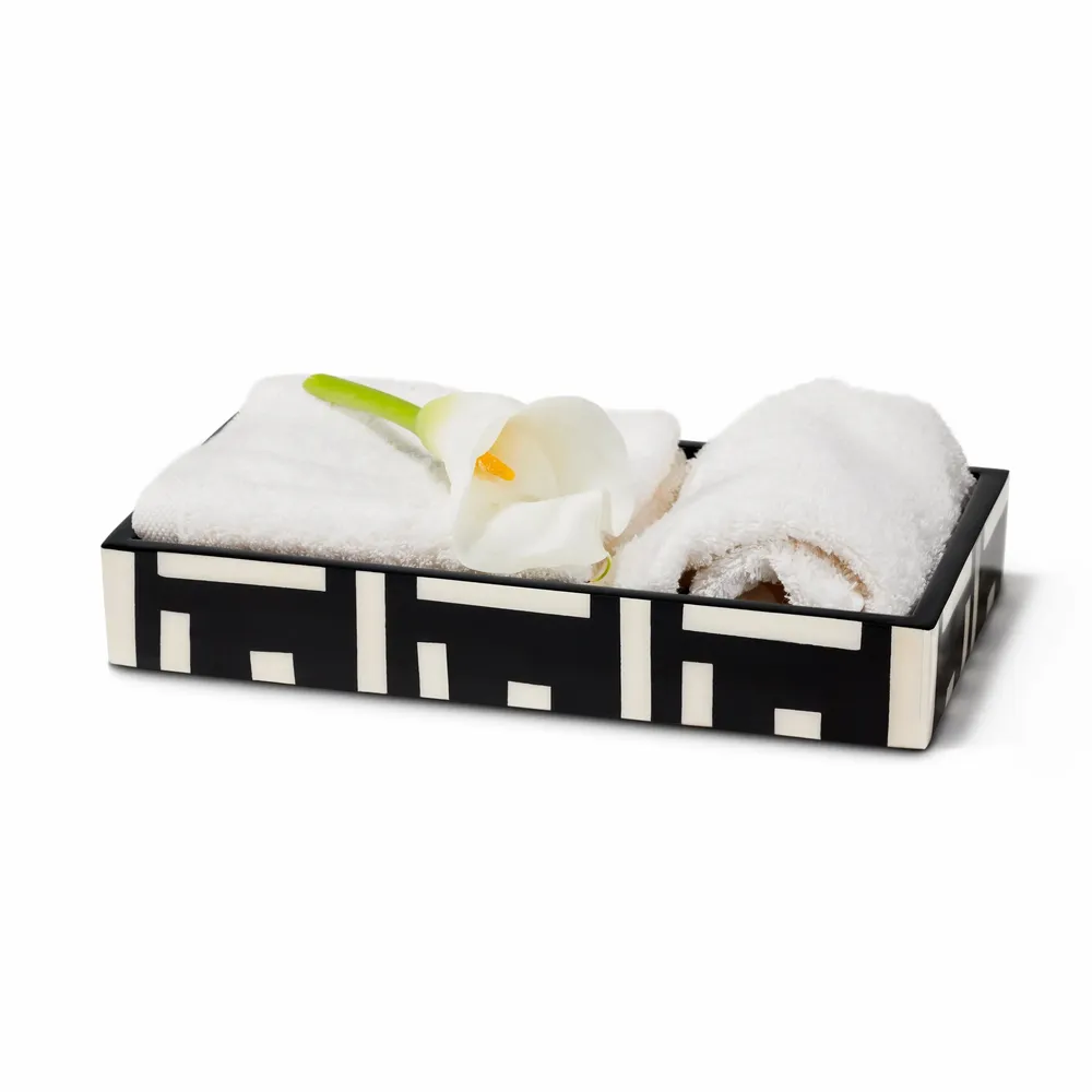 Rangements pour salle de bain - Plateau de bain Bone Domino noir - LADORADA