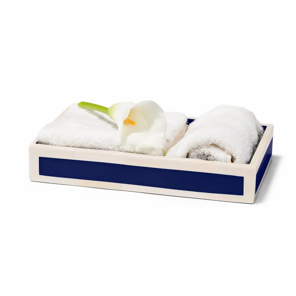 Bathroom storage - Ink Blue & Bone Bath Tray - LADORADA