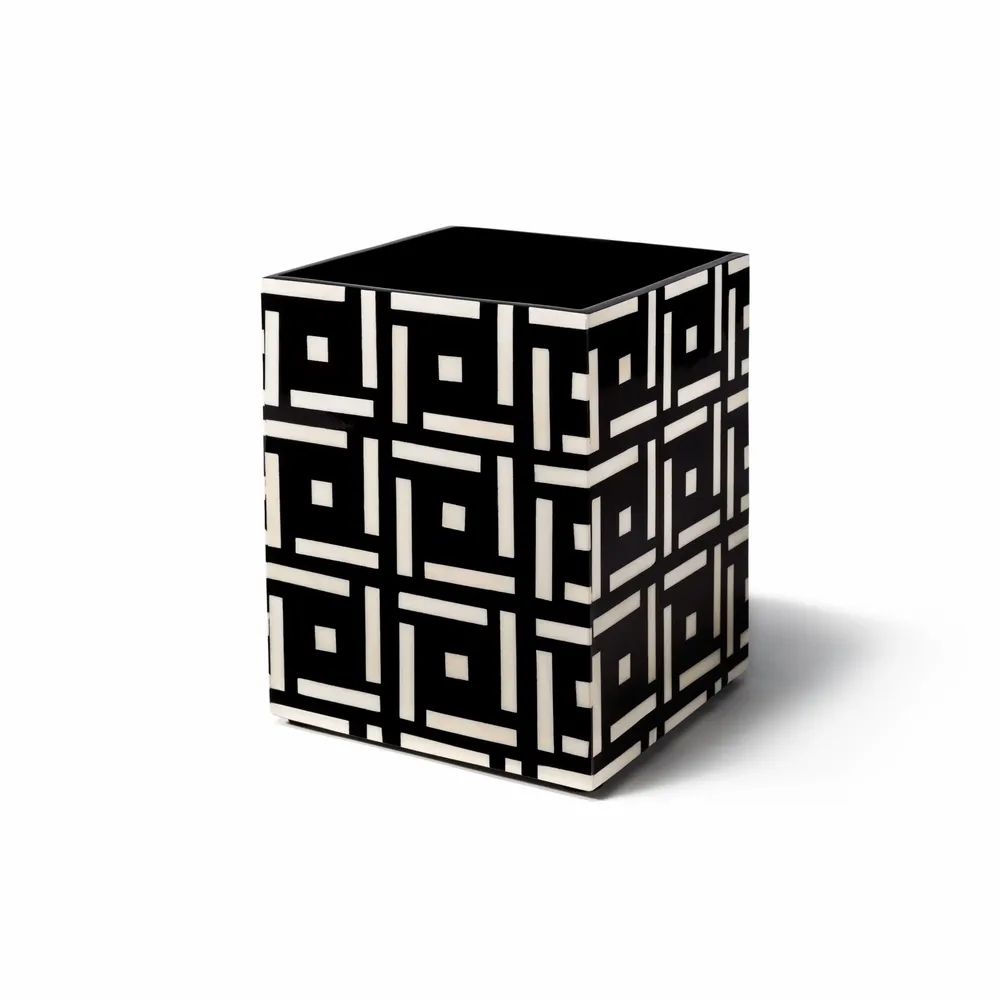 Bathroom storage - Bone Domino Black Wastebin - LADORADA