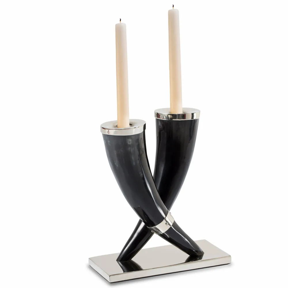 Candlesticks and candle holders - Dark Horn Silver Candleholder - LADORADA