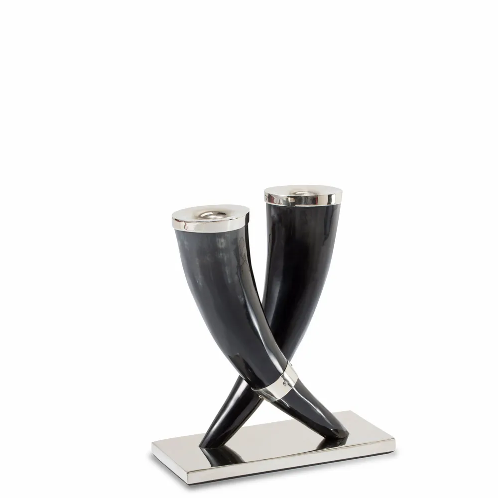 Candlesticks and candle holders - Dark Horn Silver Candleholder - LADORADA