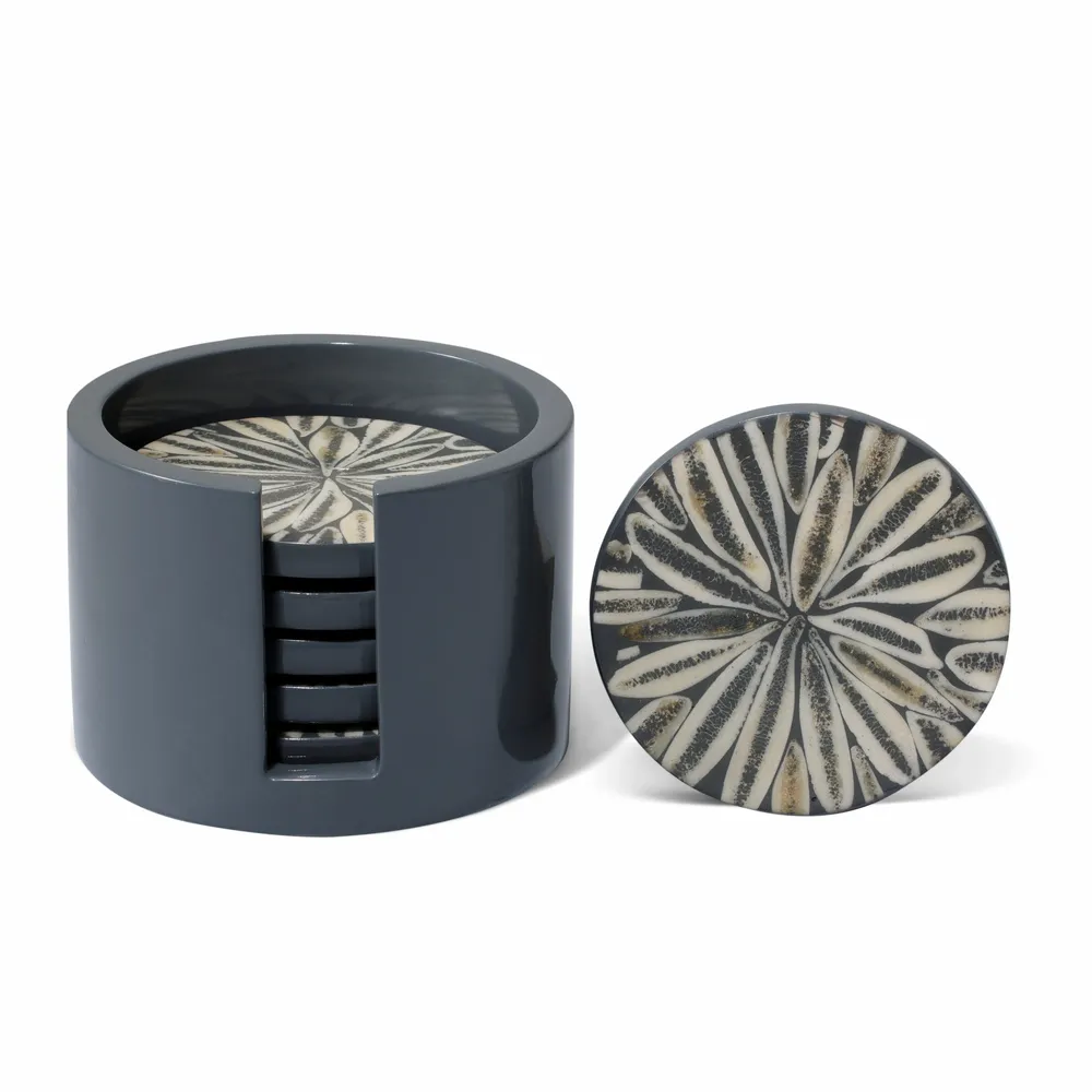 Verres - Ensemble de 6 sous-verres en amendro gris - LADORADA