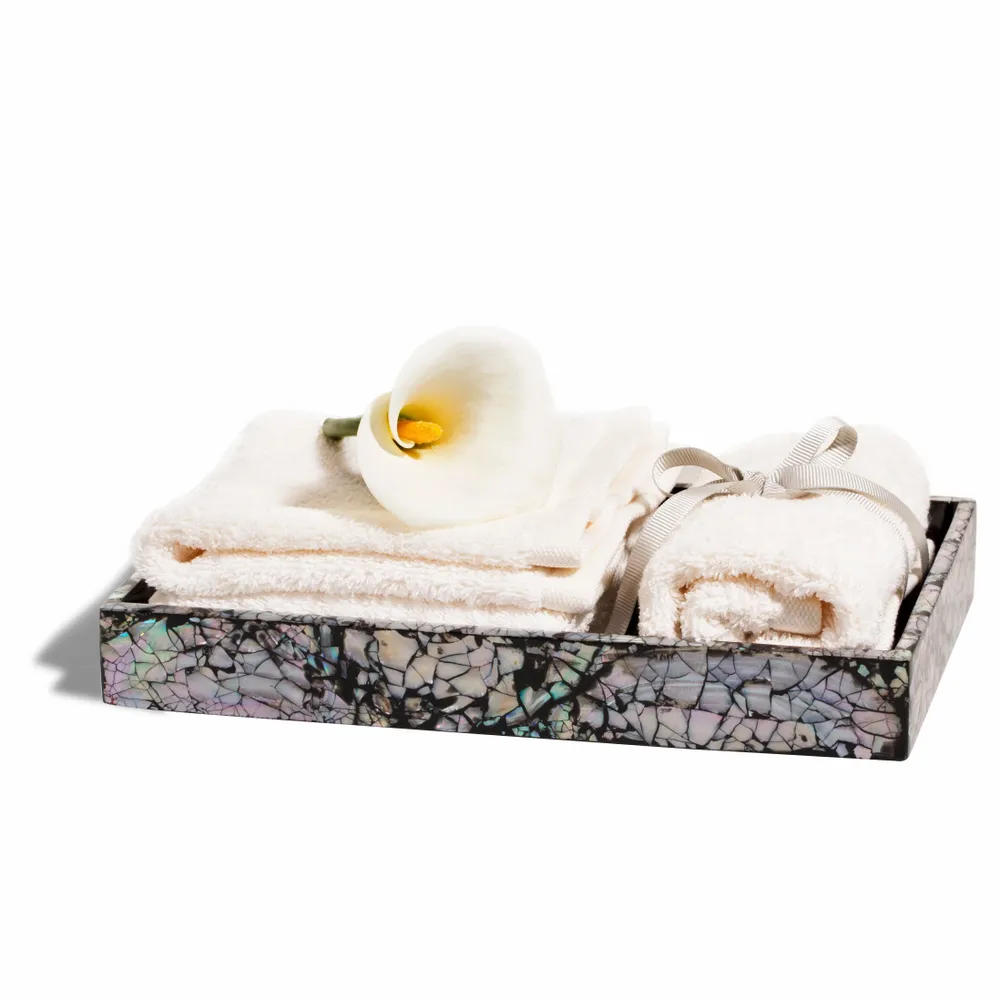 Bathroom storage - Mother of Pearl - Black Bath Tray - LADORADA