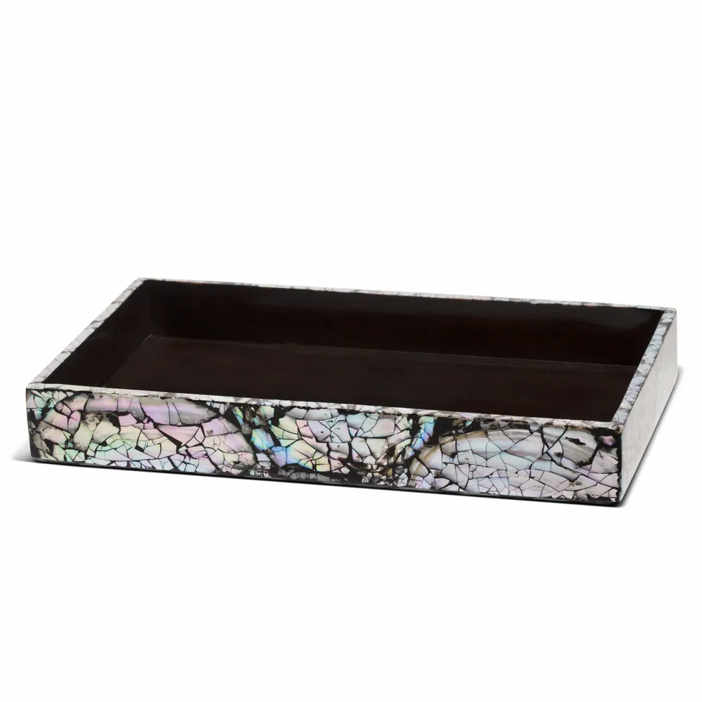 Bathroom storage - Mother of Pearl - Black Bath Tray - LADORADA