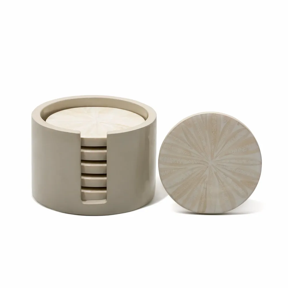 Verres - Ensemble de sous-verres ronds à l'amandier clair - LADORADA