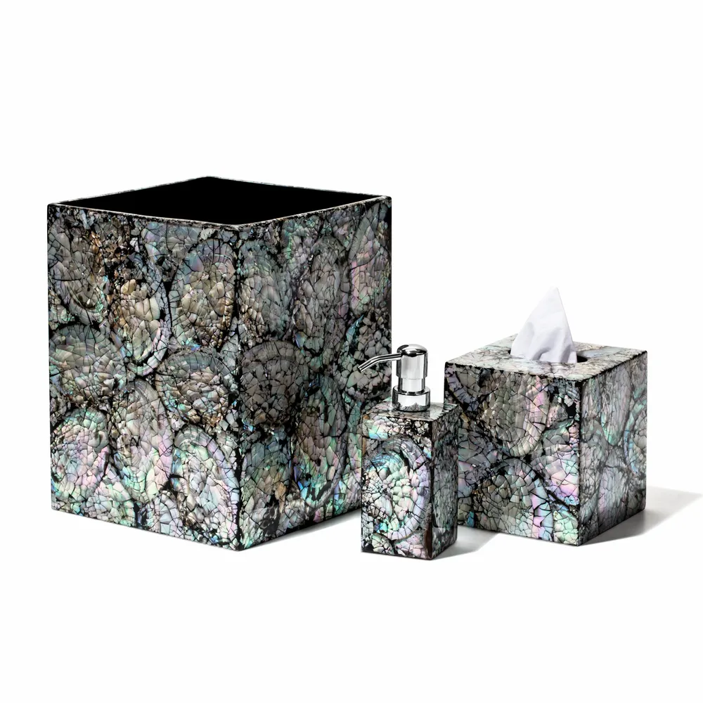Bathroom storage - Mother of Pearl- Black Tissue Box - LADORADA