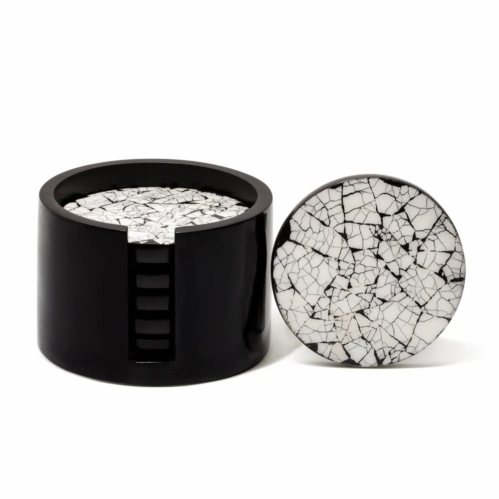 Glass - Ostrich Eggshell Round Coaster Set - LADORADA