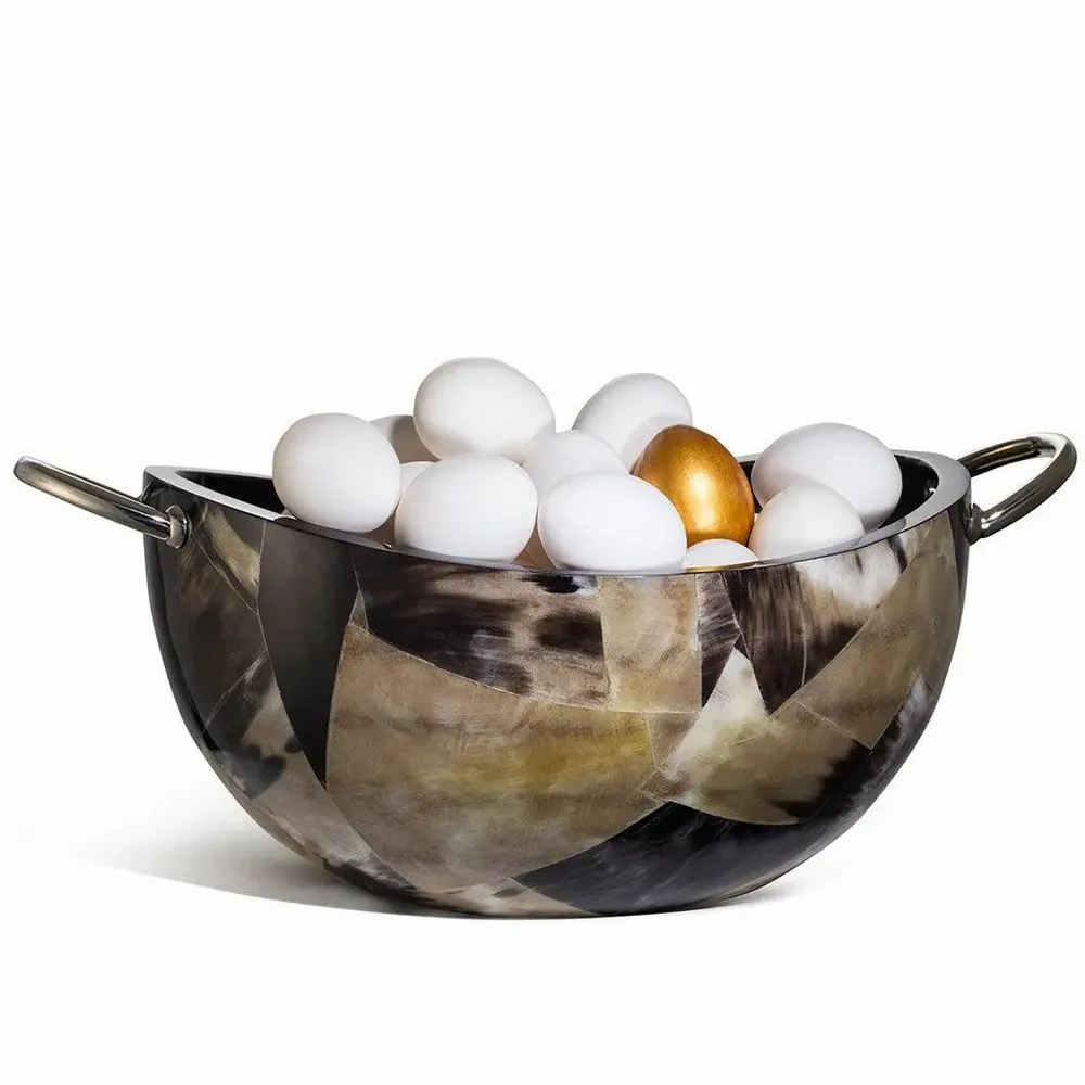 Guirlandes et boules de Noël - Bol de service 12" en placage de corne - LADORADA