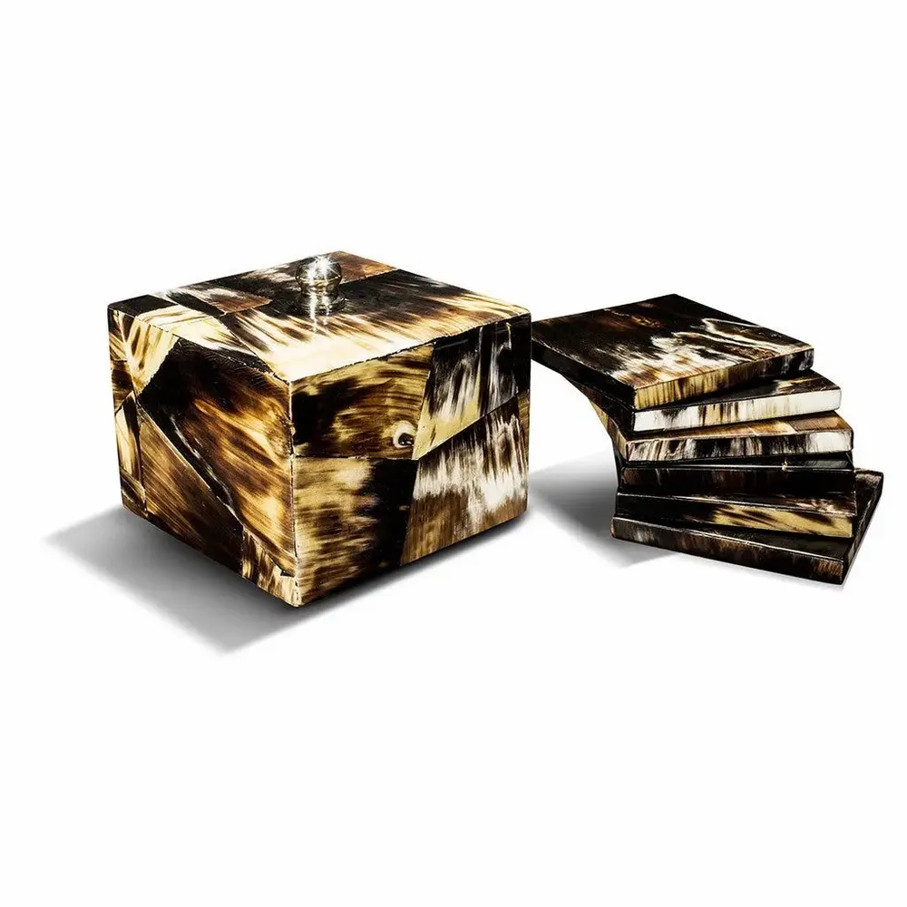 Glass - Horn Veneer Signature Coaster Set - LADORADA