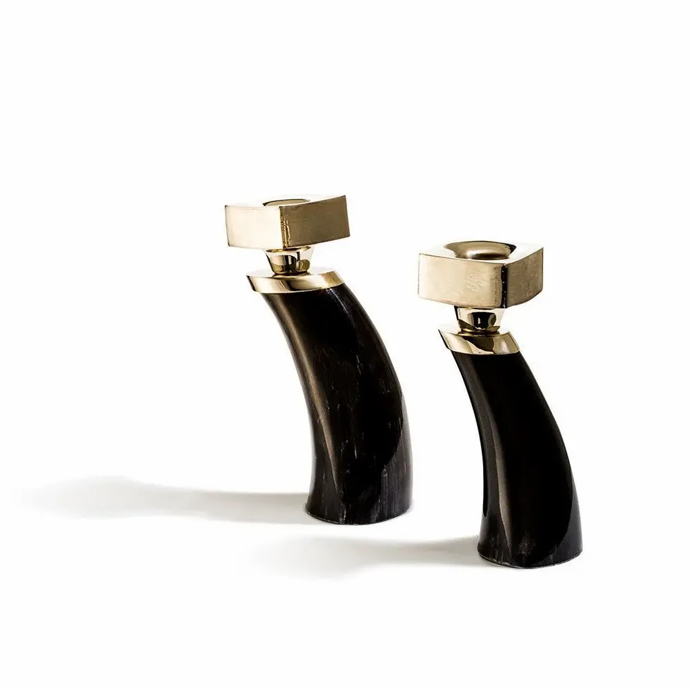 Candlesticks and candle holders - Petite Horn Candleholder Set Dark - LADORADA
