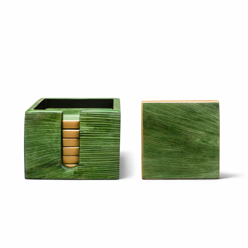 Glass - Emerald Maize Boxed Coaster Set - LADORADA