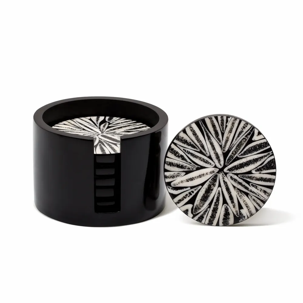 Verres - Ensemble de sous-verres ronds en amendro noir - LADORADA