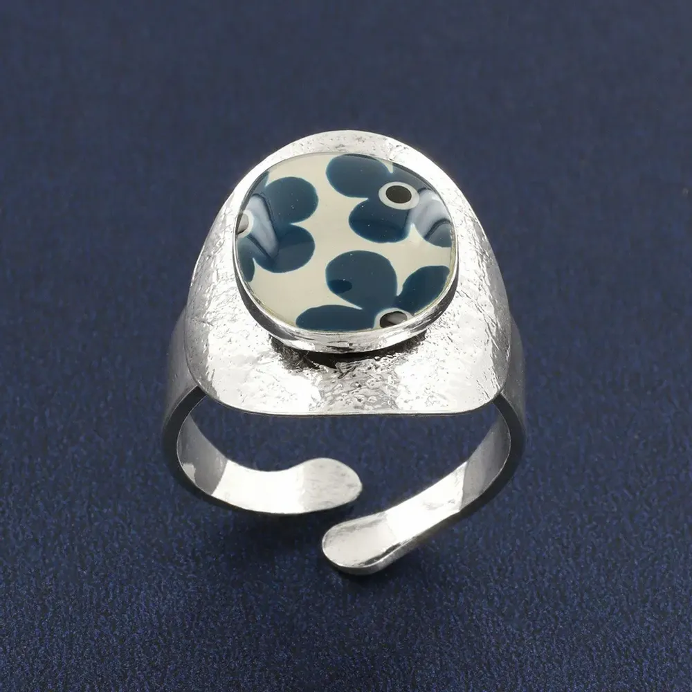 Bijoux - BAGUE GOMME COULEUR ARGENT BLEU - TARATATA BIJOUX
